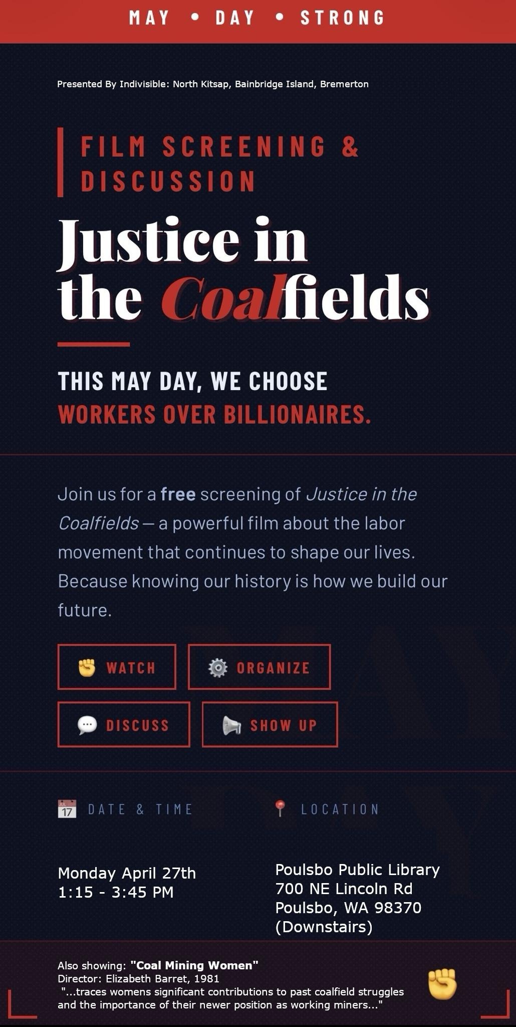 Film Showing Mon Apr 27th 1:15p-3:45p @ the Public Library in Poulsbo